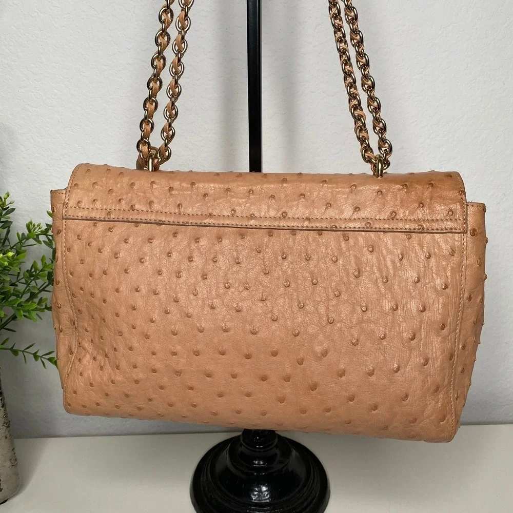 Mulberry Lily Medium Exotic Ostrich Leather Chain Crossbody‎ Shoulder Bag Rare!
